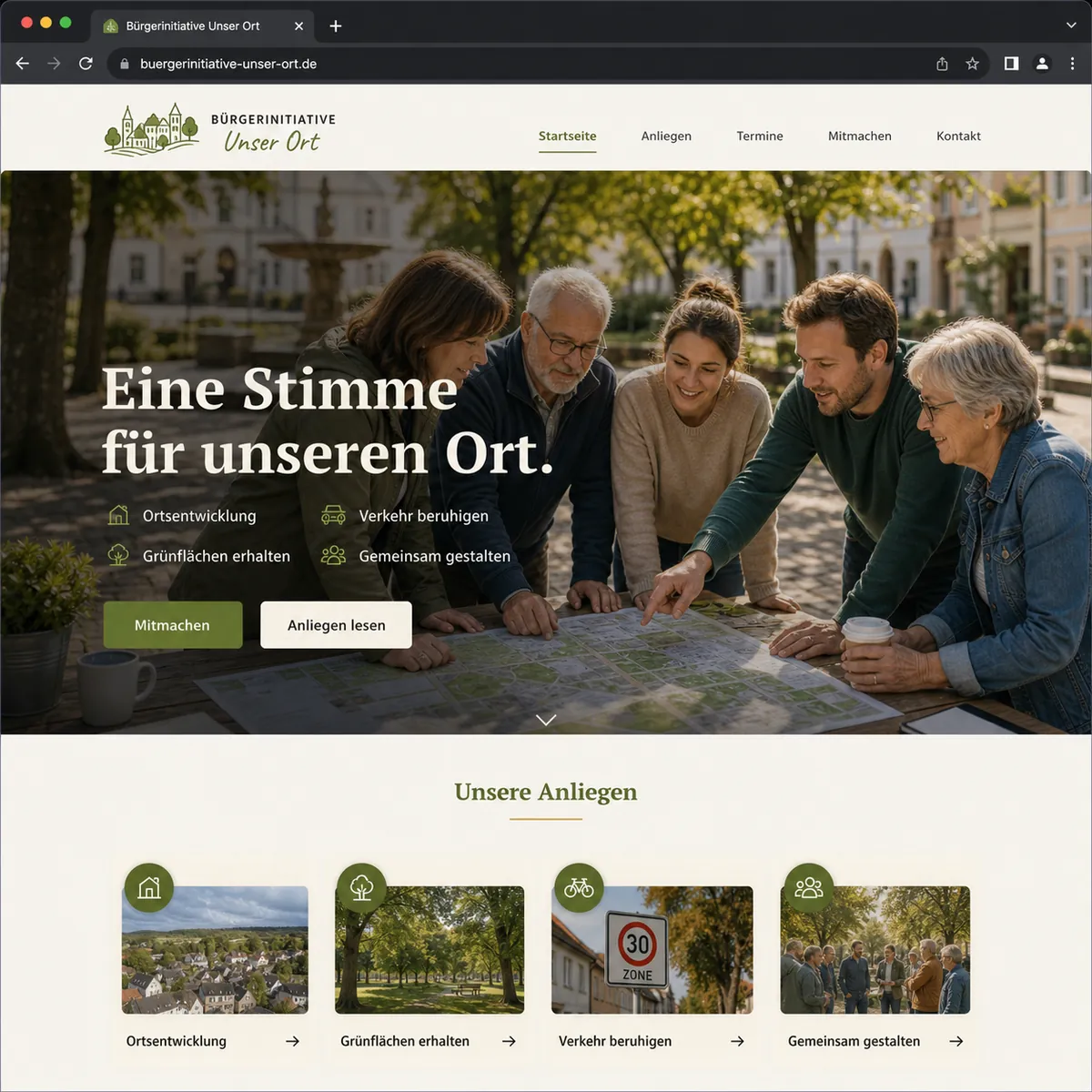 Muster-Landingpage für eine Bürgerinitiative
