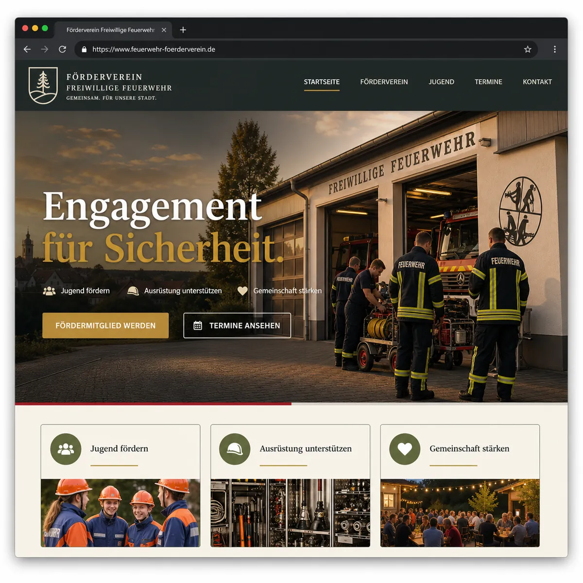 Muster-Landingpage für einen Feuerwehr-Förderverein