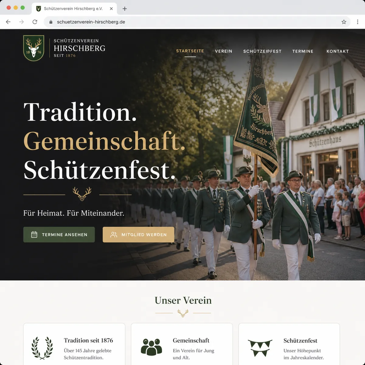 Muster-Landingpage für einen Schützenverein