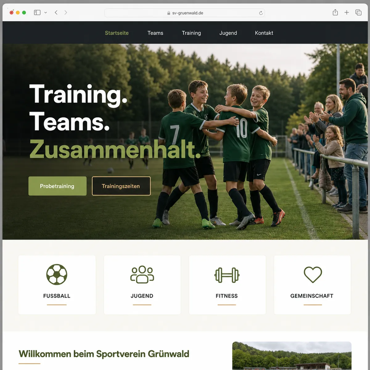 Muster-Landingpage für einen Sportverein